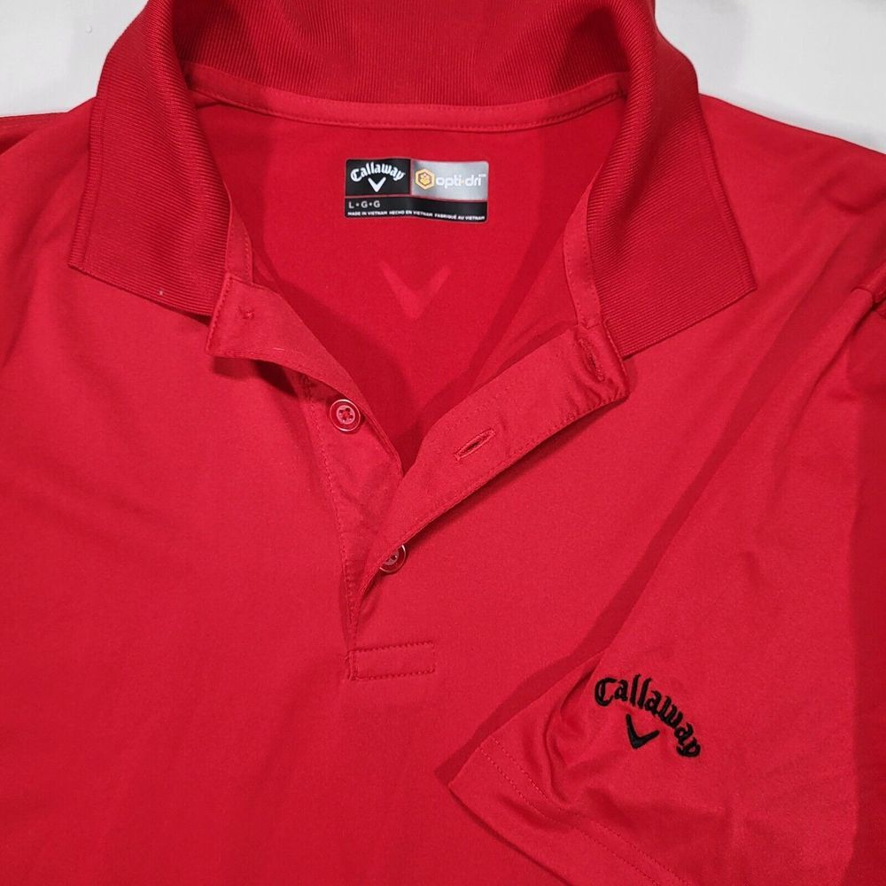 Callaway‎ Men's Large Red Opti-Dri Short Sleeve Golf Polo